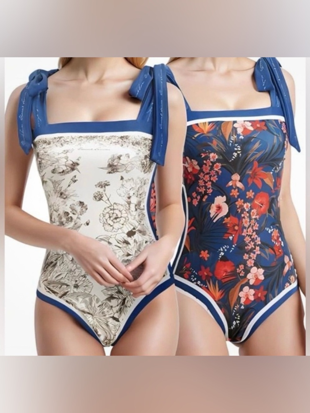 Floral One-Piece Swimsuit reversible